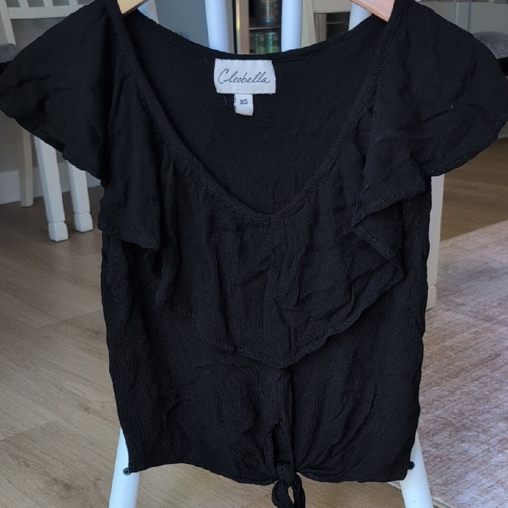 Cleobella Black Ruffle Blouse